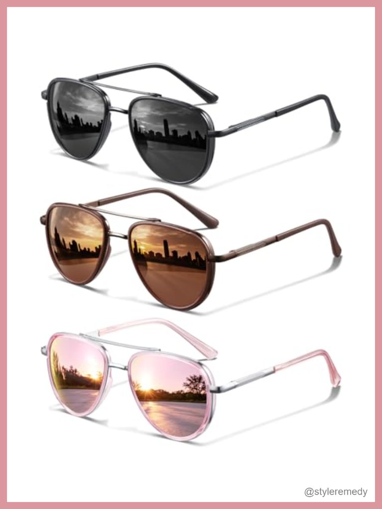 Polarized Aviator Sunglasses Uv Protection Metal Frame Tangle-Free